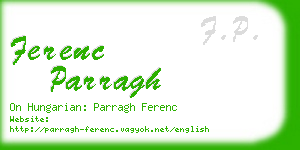 ferenc parragh business card